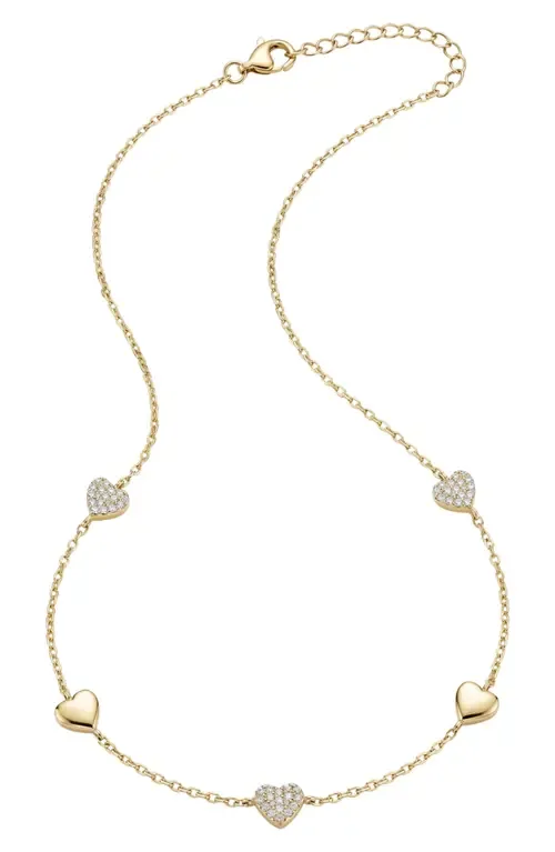 Pavé Heart Station Necklace by Argento Vivo Sterling Silver