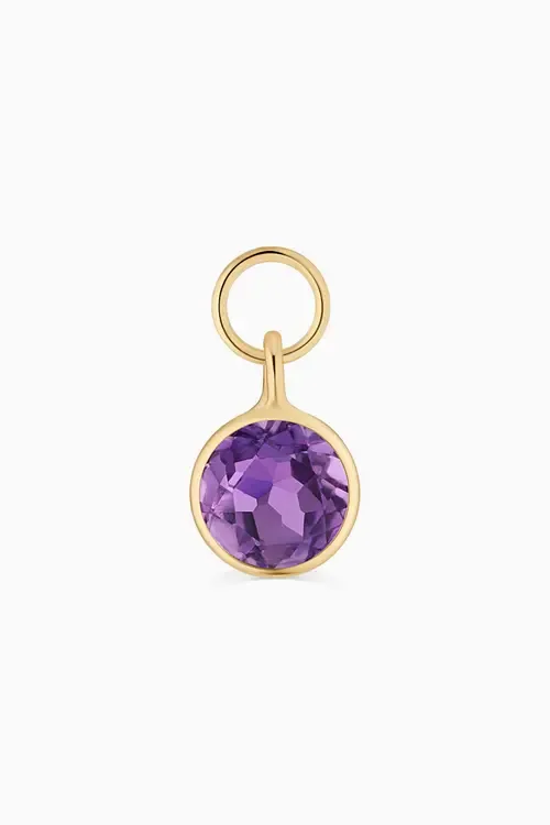 14K Yellow Gold Vivid Single Hoop Charm by Oradina