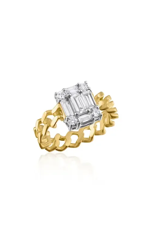 Clarity Cube Diamond Link Ring in 18K Yg by Mindi Mond