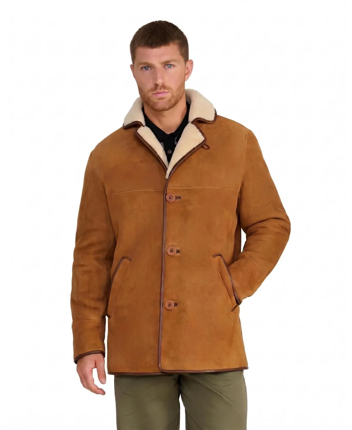 Harrison Whisky Suede Shearling Coat