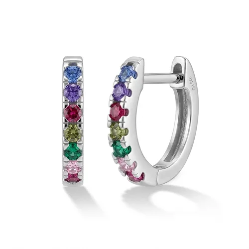 Multicolor Encrusted Girl Hoop Earrings by In Season Jewelry