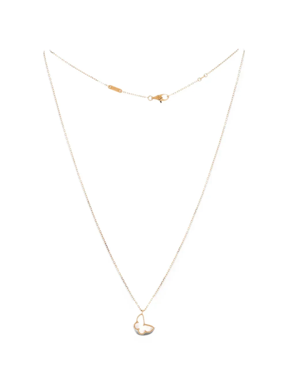 Sweet Alhambra Butterfly Pendant 18K Yellow Gold and Mother of Pearl Necklace