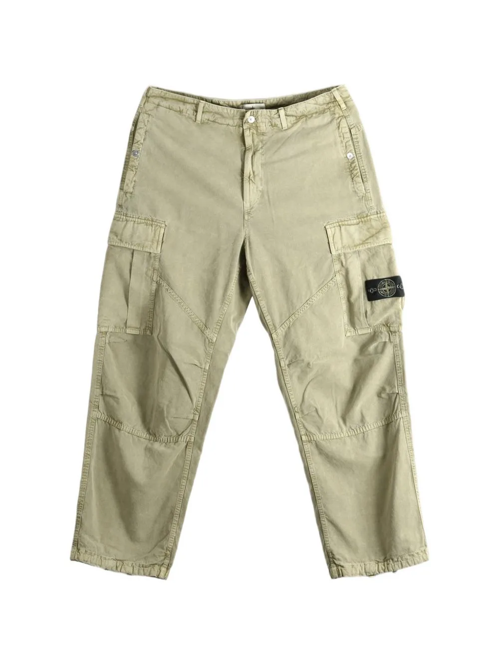 3100038 Mineral-Dyed-Panama Cotton Loose-Fit Cargo Pants with Drawstring Cuffs