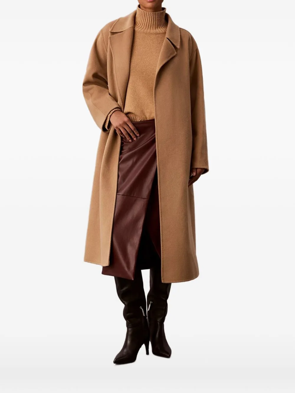 Belted Notch-Lapel Coat