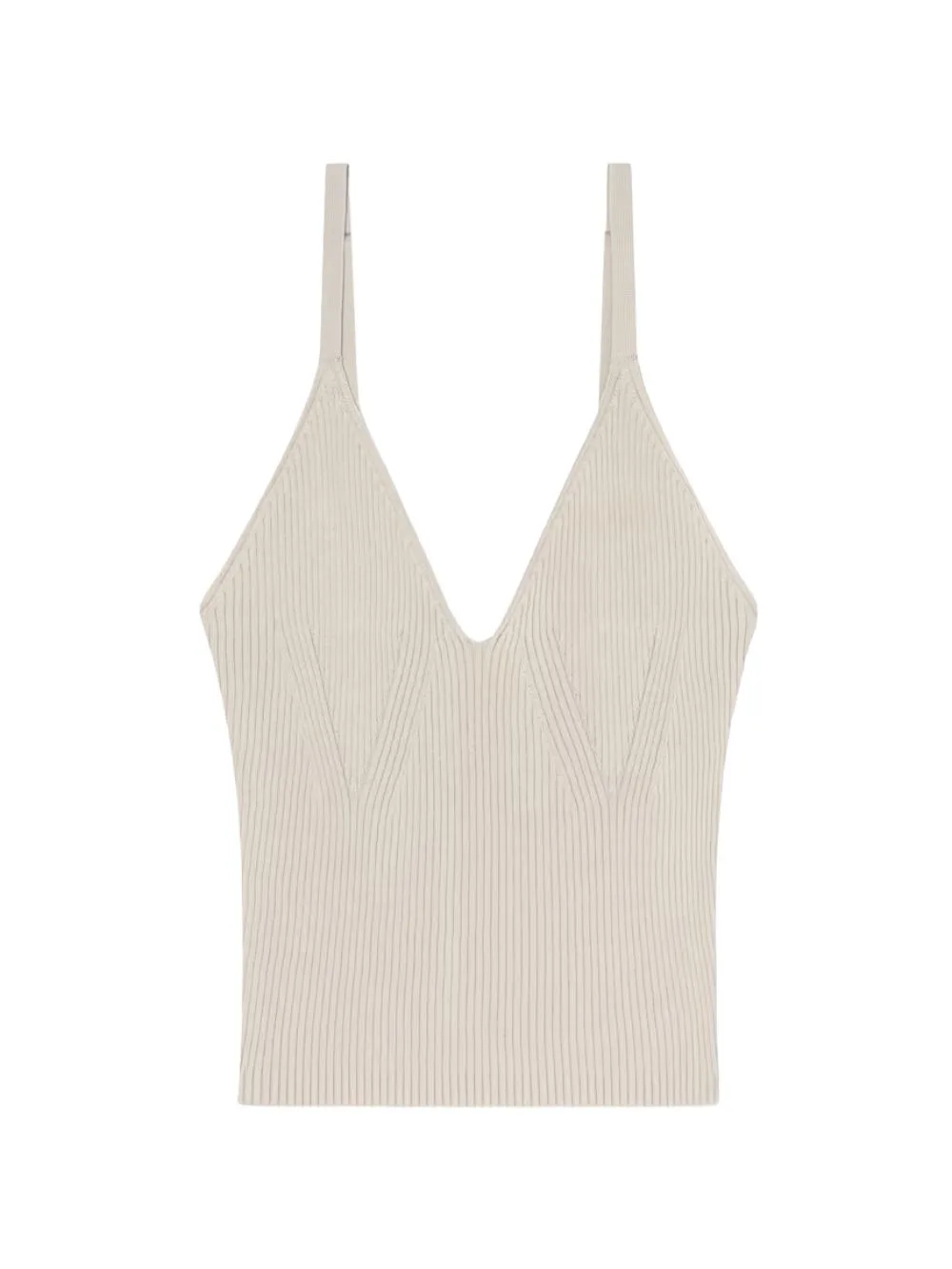 Ribbed-Knit V-Neck Top