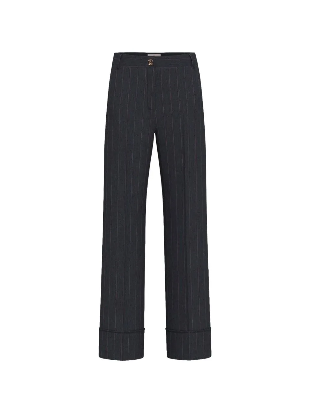 Pinstripe-Print Turn-Up Straight Trousers