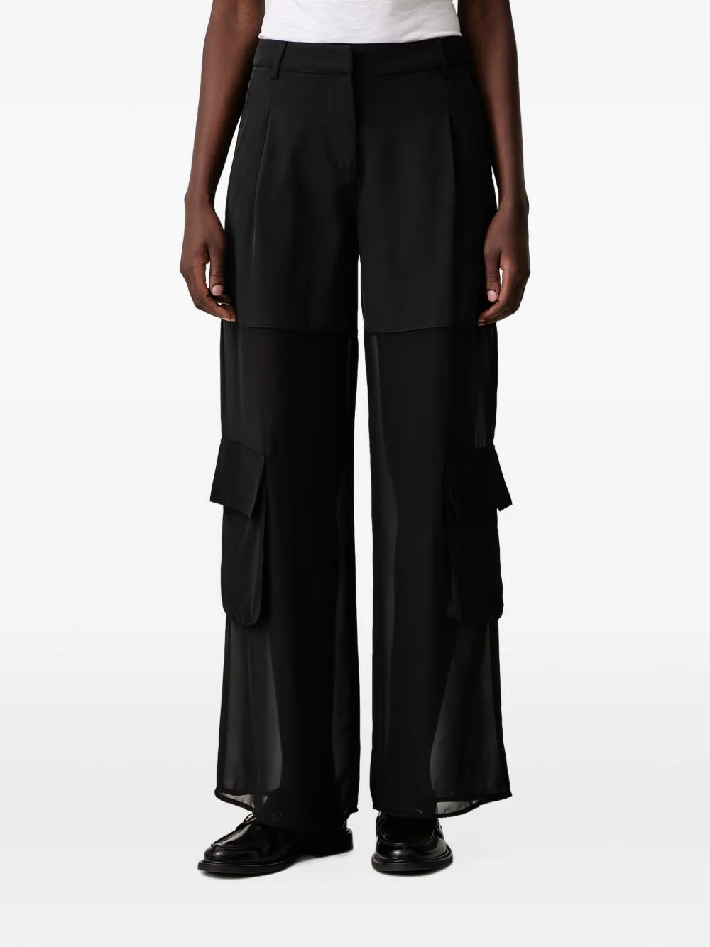 Sheer-Panel Cargo Pants