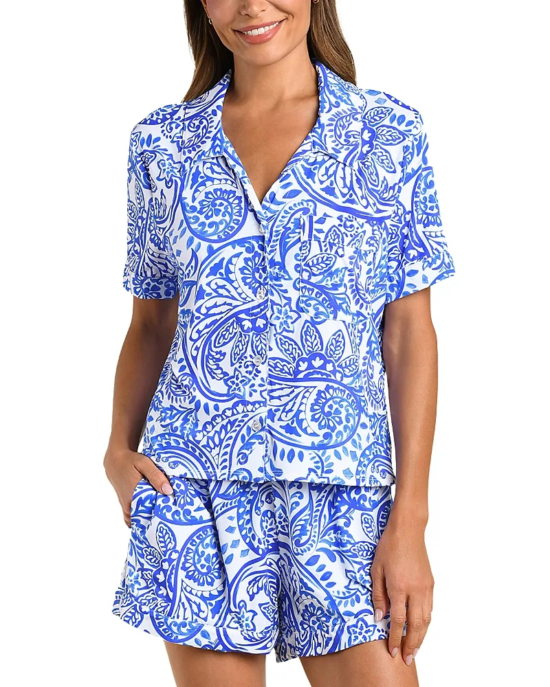 Painted Paisley Short Pajama Set by La Blanca