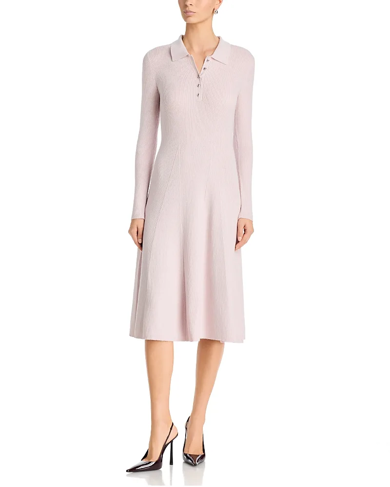 Ribbed Polo Midi Dress