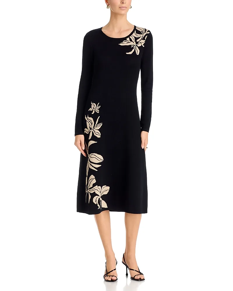 Metallic Jacquard Midi Dress