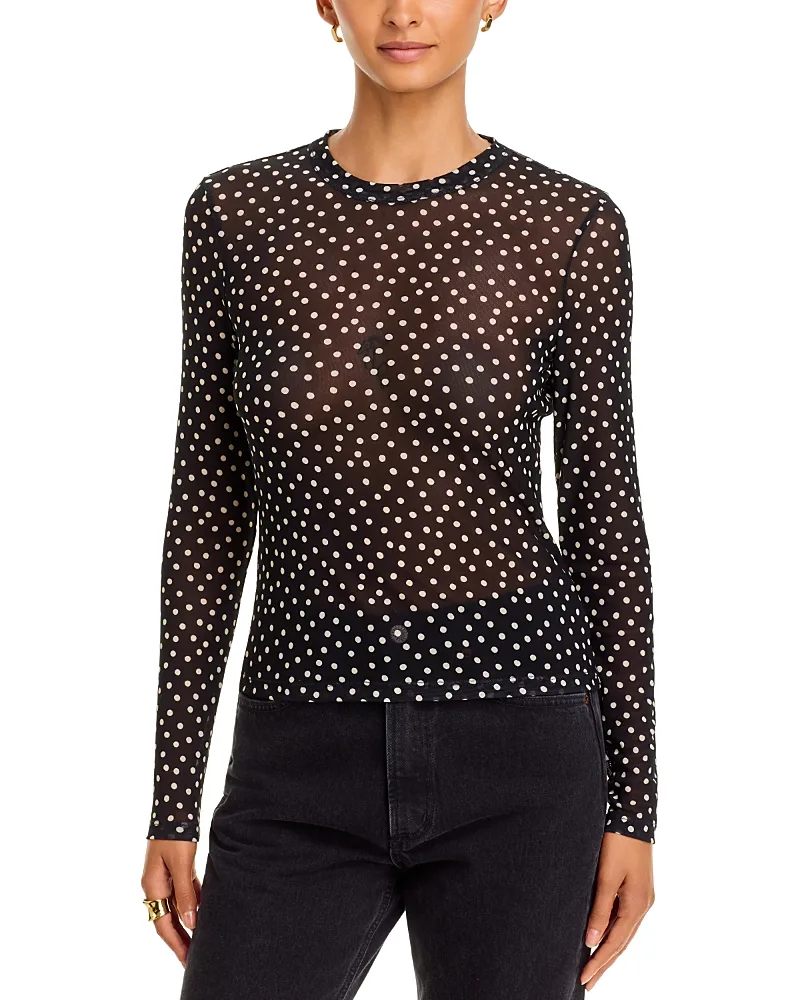 Pruitt Sheer Polka Dot Long Sleeve Tee