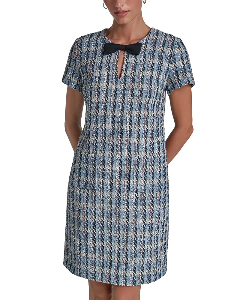 Textured Tweed Shift Dress