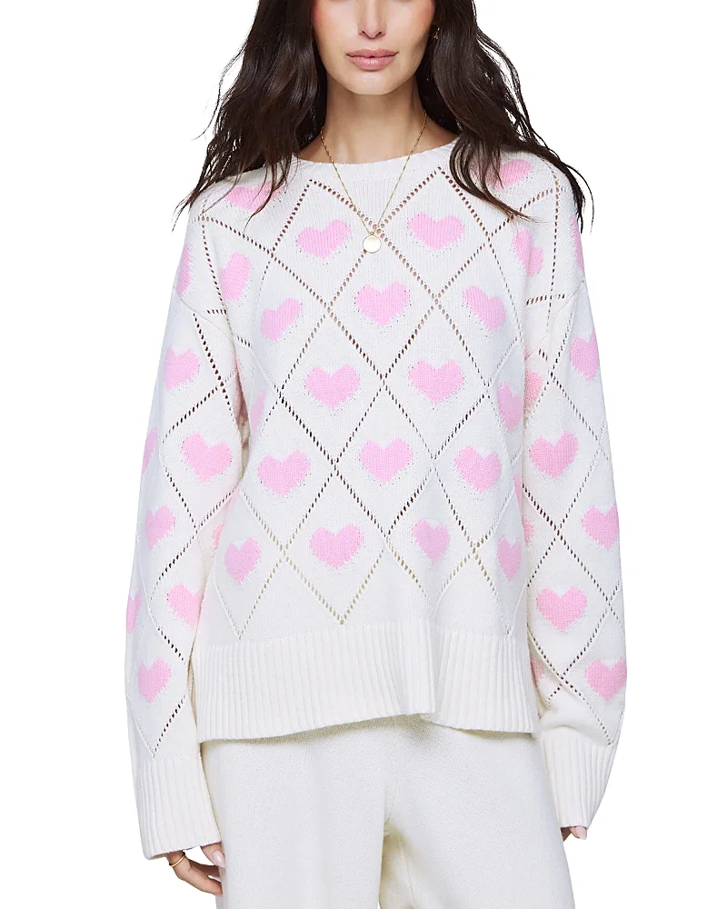 Pointelle Knit Heart Sweater