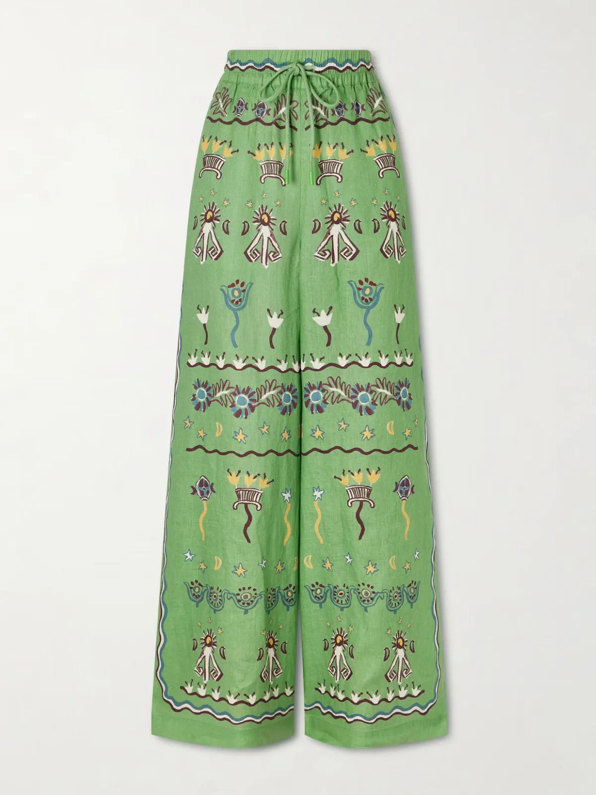 - Sun Dancer Printed Linen Wide-leg Pants -
