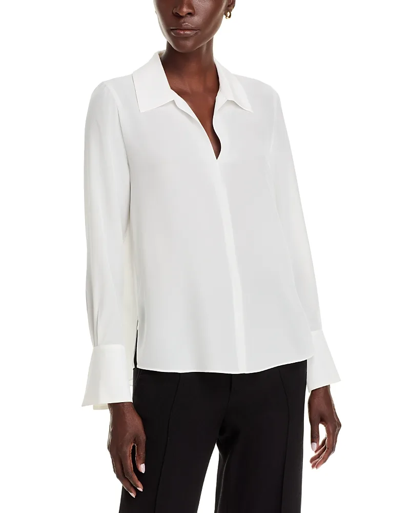 Aliza Silk Collared Long Sleeve Blouse
