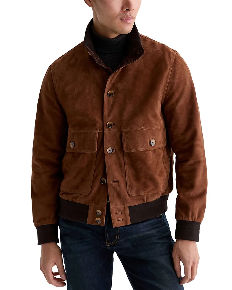 Andre Classic Fit Suede Leather Stand Collar Jacket