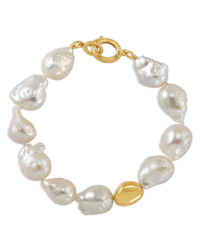 18K Yellow Gold Sea Cultured Freshwater Baroque Pearl & Bead Bracelet by Jorge Adeler