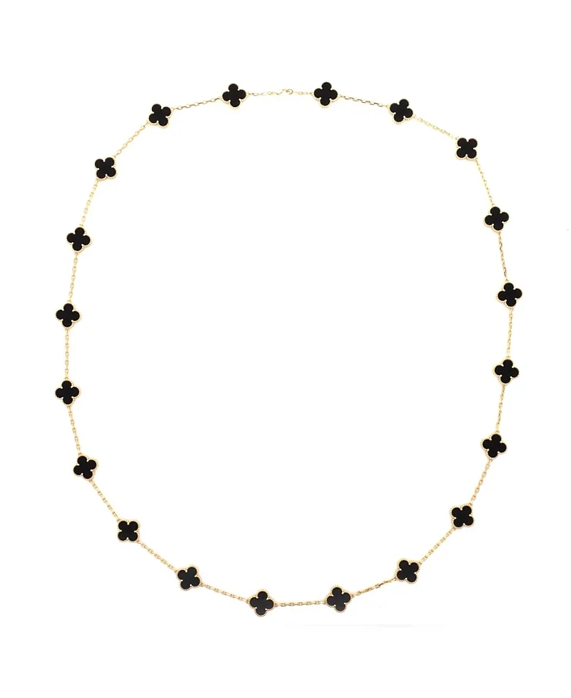 Pre-Owned Van Cleef & Arpels Vintage Alhambra 20 Motifs Necklace 18K Gold and Onyx, 33.75