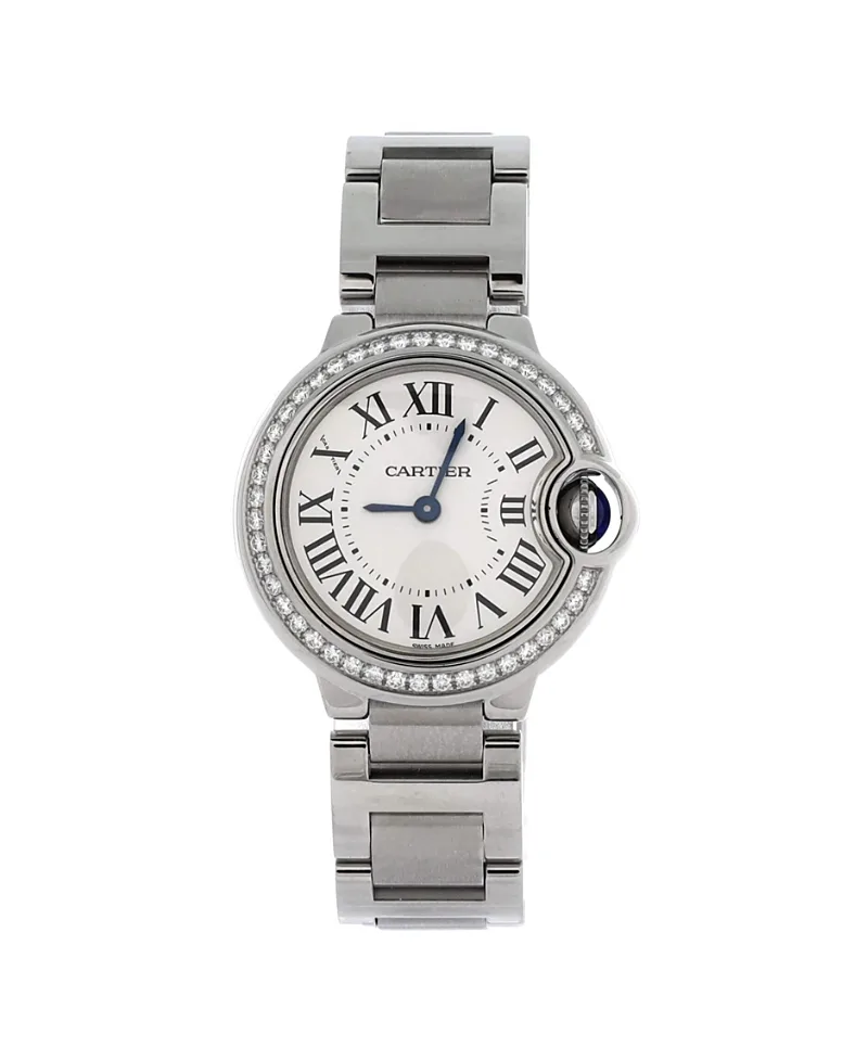 Pre-Owned Cartier Ballon Bleu De Cartier Quartz Watch in Stainless Steel with Diamond Bezel 28mm by Cartier's