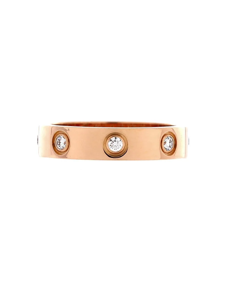 Pre-Owned Cartier Love Wedding Band 8 Diamonds Ring 18K Rose Gold with Diamonds by Cartier's