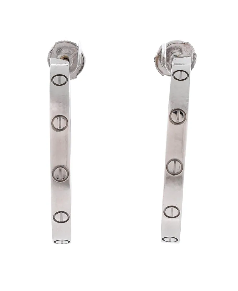 Pre-Owned Cartier Large Love Hoop Earrings 18K White Gold
