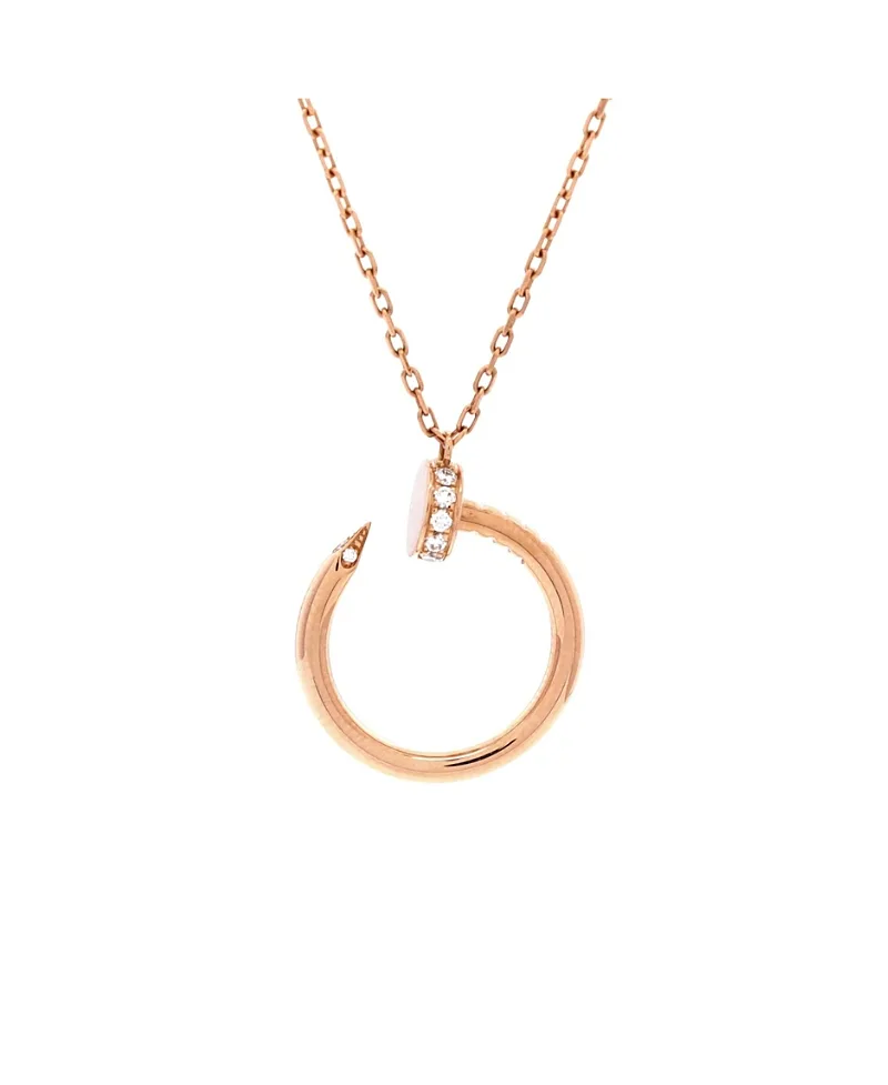 Pre-Owned Cartier Juste Un Clou Pendant Necklace 18K Rose Gold with Diamonds, 16" by Cartier's