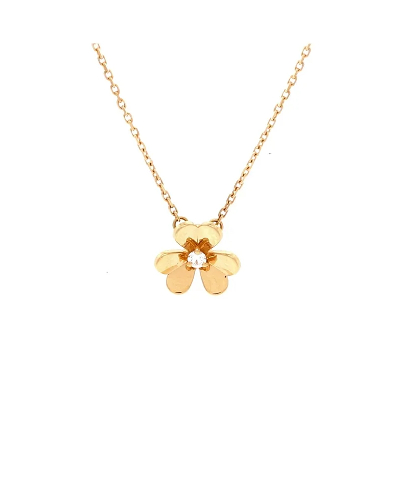 Pre-Owned Van Cleef & Arpels Mini Frivole Pendant Necklace 18K Gold and Diamond, 15.75"