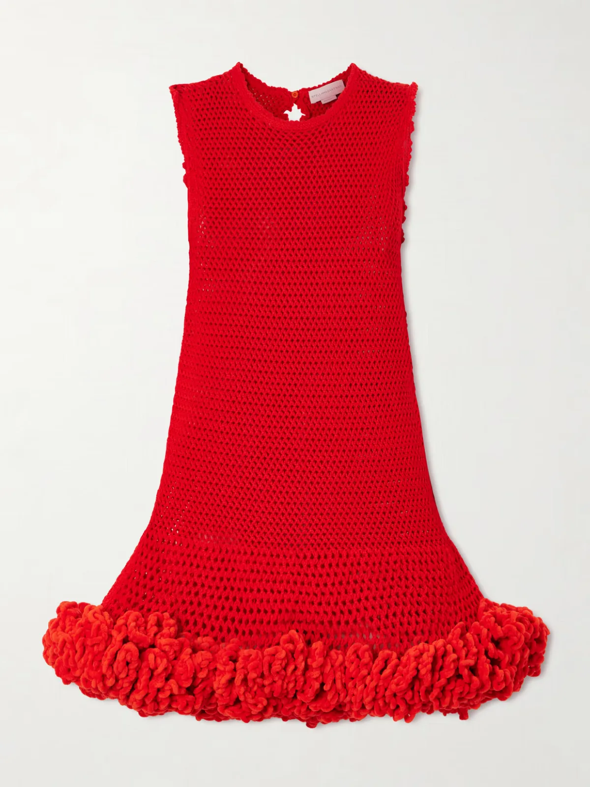 - Nature Flow Ruffled Open-knit Wool Mini Dress -