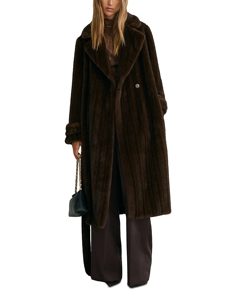 Cate Double Breasted Faux Fur Coat