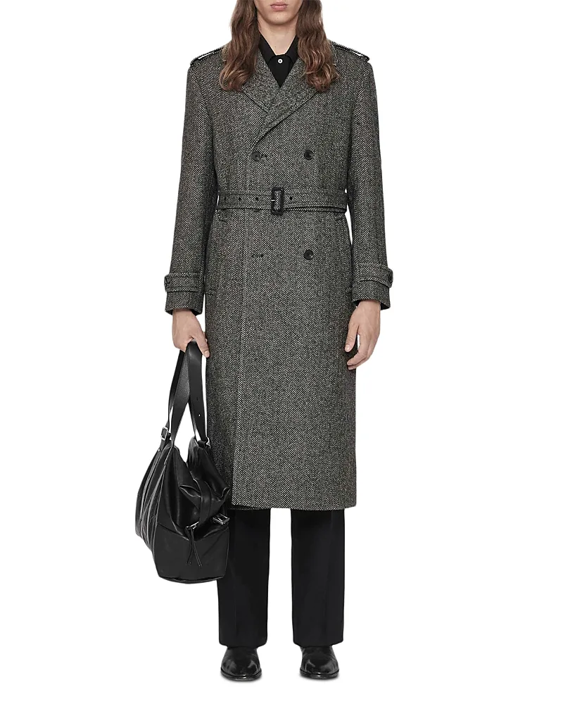 Coltra Wool Blend Herringbone Trench Coat