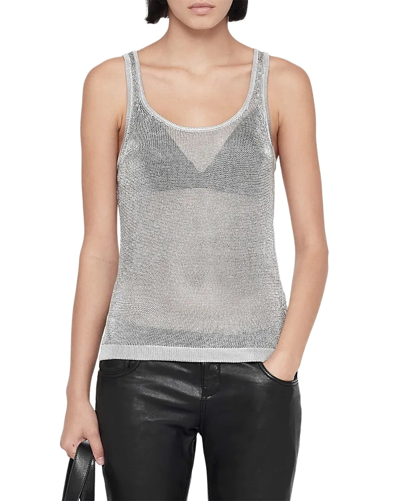 Silvi Metallic Sheer Scoop Neck Tank
