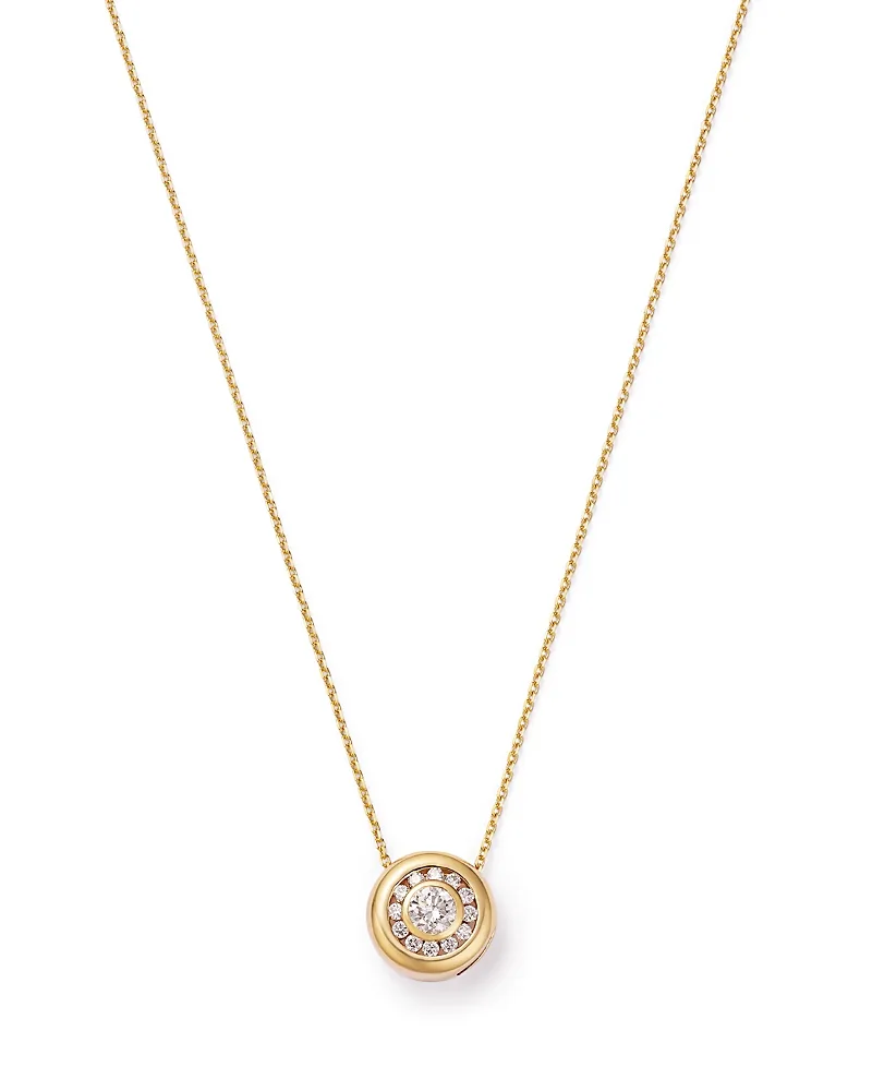 Diamond Bezel Bold Pendant Necklace in 14K Yellow Gold, 0.6 Tcw