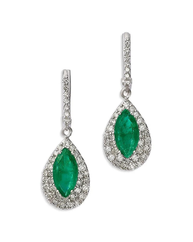 Emerald & Diamond Pave Teardrop Earrings in 14K White Gold by Bloomingdales Fine Collection