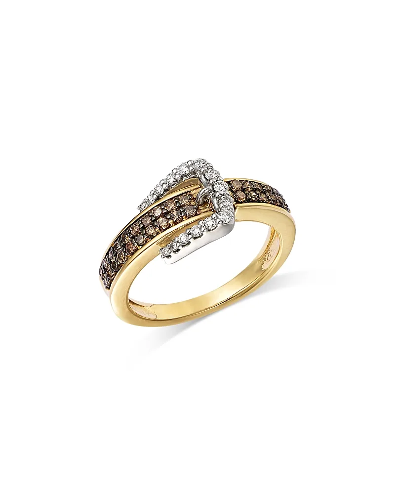 Chocolate & White Diamond Pave Buckle Ring in 14K Yellow Gold, 0.4 Tcw by Bloomingdales Fine Collection