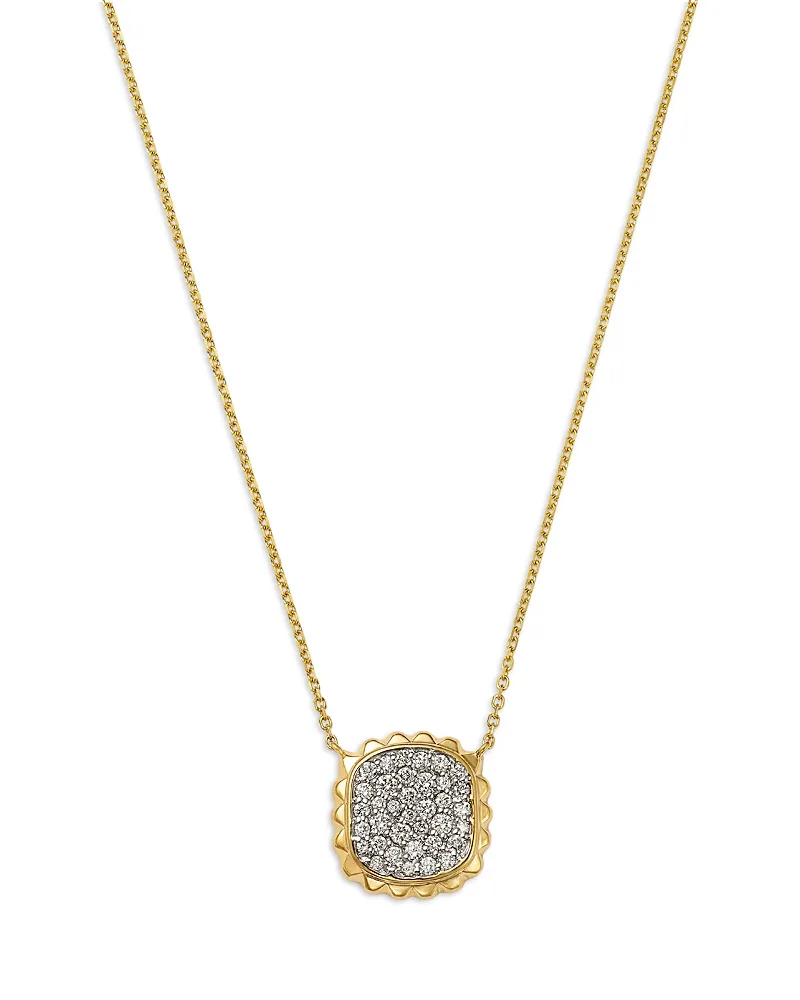 Diamond Pave Scalloped Edge Pendant Necklace in 14K Yellow Gold, 0.5 Tcw by Bloomingdales Fine Collection