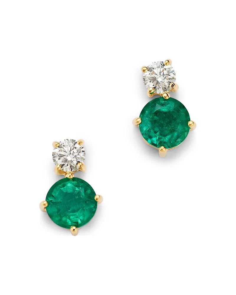 Diamond & Emerald Drop Earrings in 14K Yellow Gold by Bloomingdales Fine Collection
