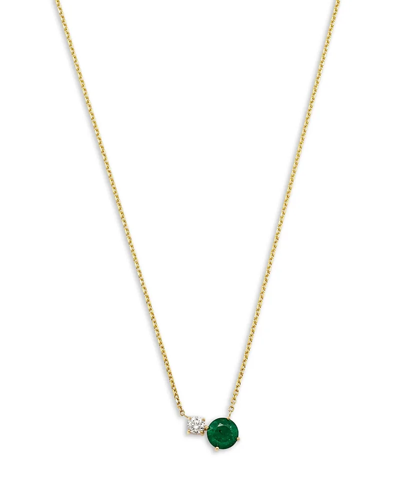 Diamond & Emerald Pendant Necklace in 14K Yellow Gold, 16" by Bloomingdales Fine Collection