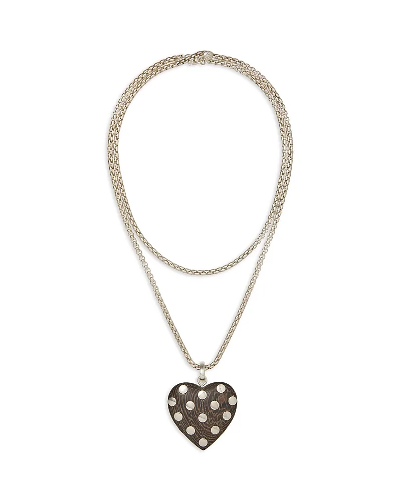 The Studded Wood Heart Layered Pendant Necklace, 32" by Roxanne Assoulin