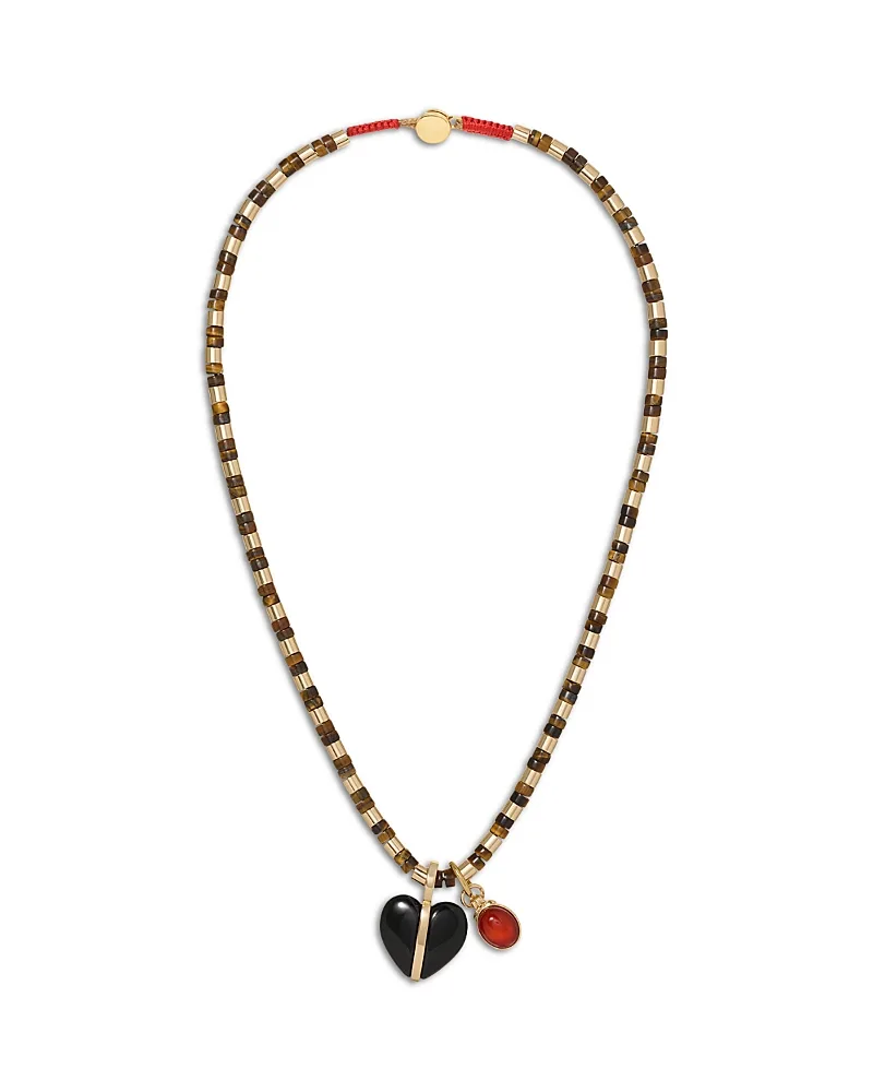 The Semi Precious Heishi Beaded Pendant Necklace, 17"
