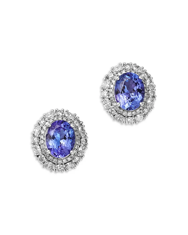Diamond & Tanzanite Stud Earrings in 14K White Gold by Bloomingdales Fine Collection