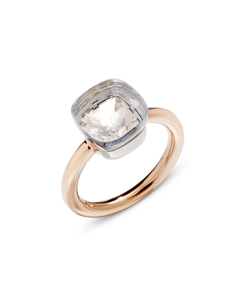 18K White & Rose Gold Nudo White Topaz Solitaire Ring
