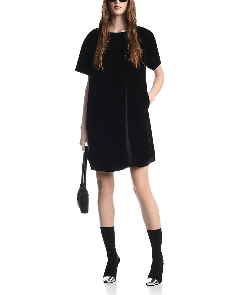 Emporio Armani Glitter Velvet Short Sleeve Dress