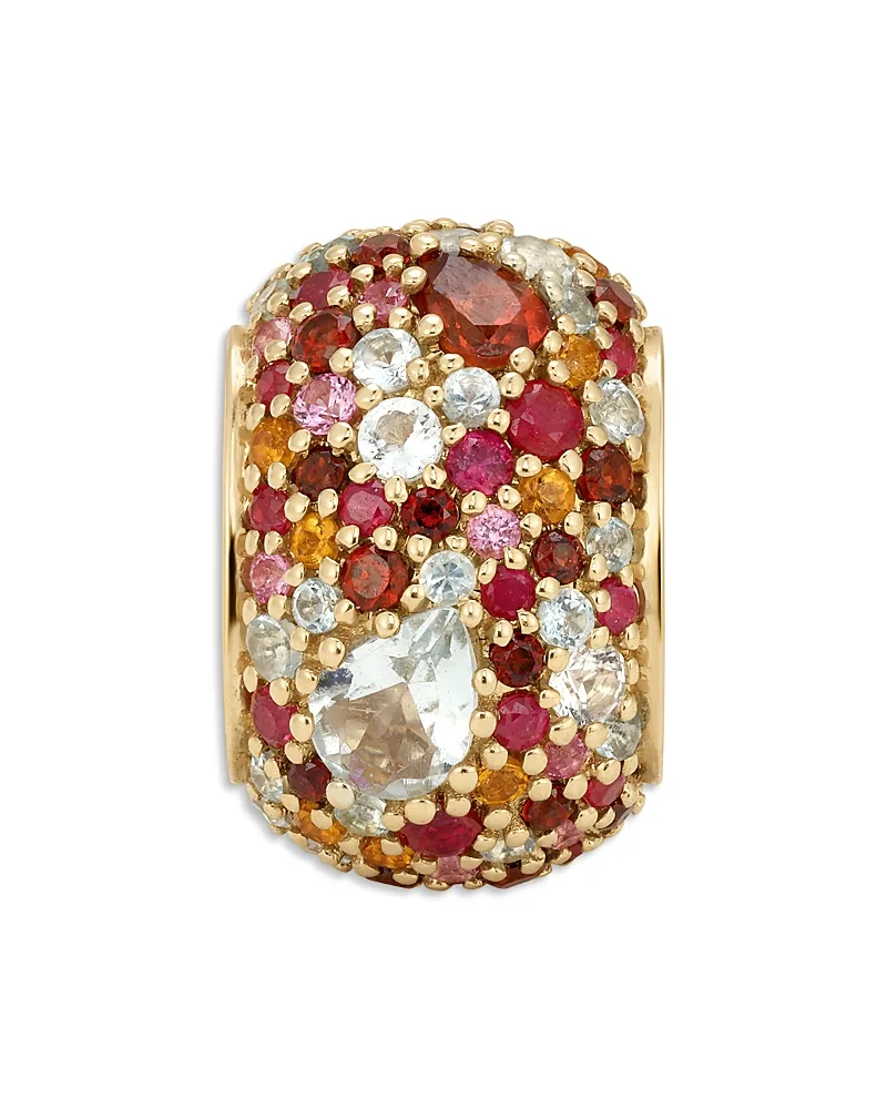 14K Yellow Gold Multi Gemstone Crown Jewels Big Bead Pendant by Adina Reyter