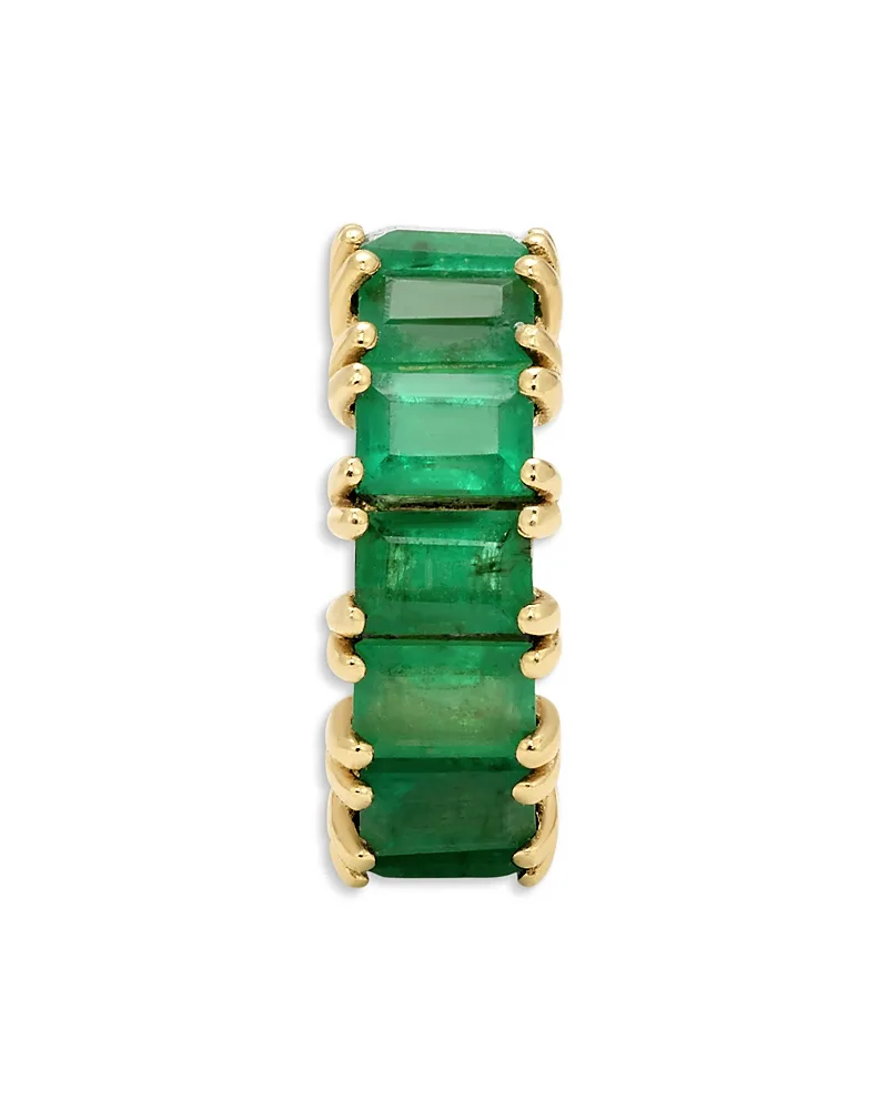 14K Yellow Gold Emerald Baguette Big Bead Pendant by Adina Reyter