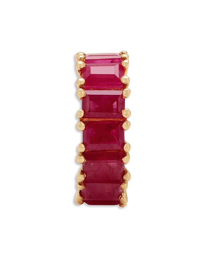 14K Yellow Gold Ruby Baguette Big Bead Pendant by Adina Reyter