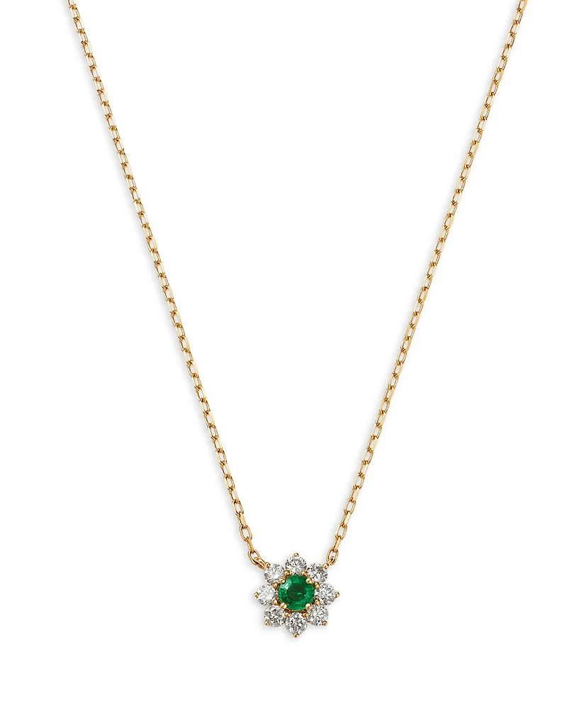 Diamond & Gemstone Classic Flower Cluster Pendant Necklace in 14K Gold by Bloomingdales Fine Collection