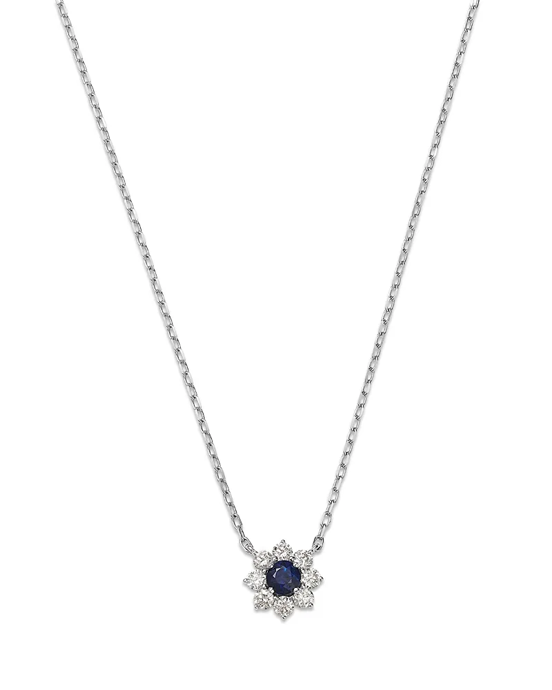 Diamond & Gemstone Classic Flower Cluster Pendant Necklace in 14K Gold