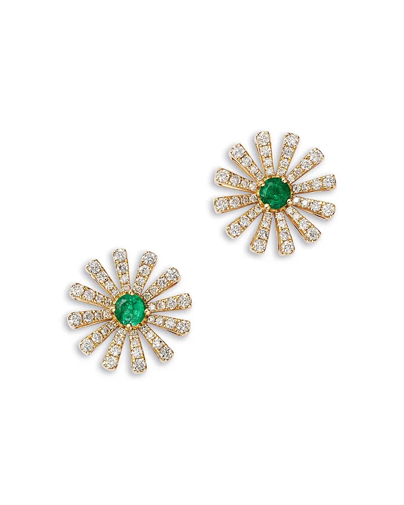 Emerald & Diamond Daisy Stud Earrings in 14K Yellow Gold by Bloomingdales Fine Collection