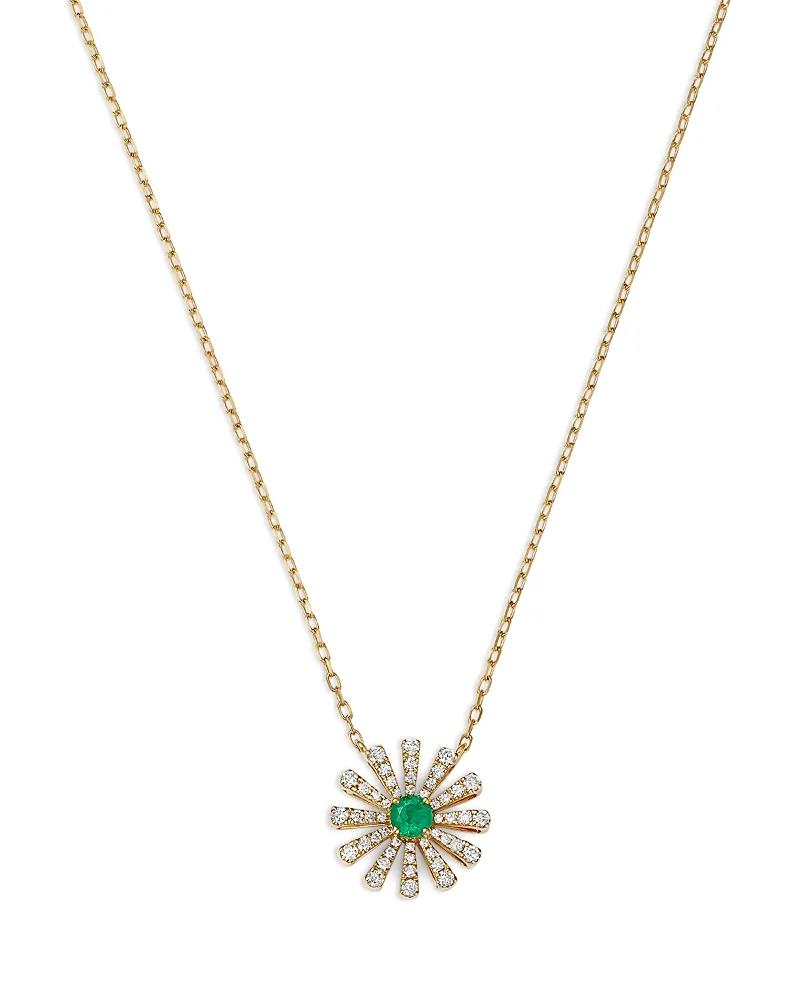 Emerald & Diamond Daisy Pendant Necklace in 14K Yellow Gold, 16-18 by Bloomingdales Fine Collection