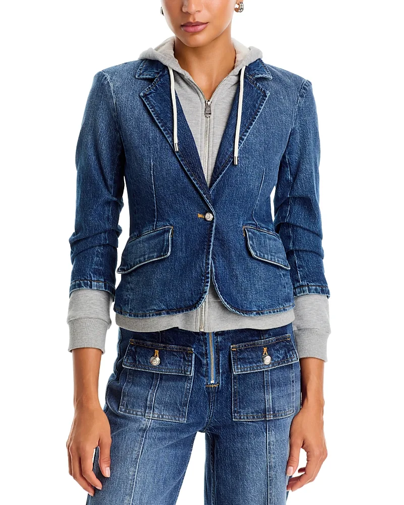 Le Petit Khloe Denim Zip Up Layered Blazer